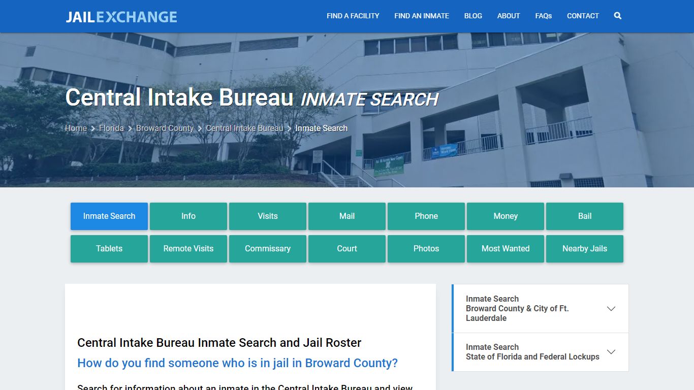 Central Intake Bureau Inmate Search - Jail Exchange